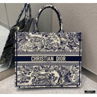 Dior Book Tote Bag in Toile de Jouy Embroidery Blue 2021