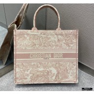 Dior Book Tote Bag in Toile de Jouy Embroidery Pink 2021