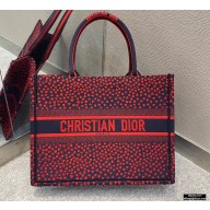 Dior Small Book Tote Bag in Navy Blue I Love Paris and Red Hearts Embroidery 2021