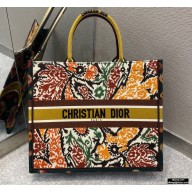 Dior Book Tote Bag in Multicolor Paisley Embroidery Yellow 2021