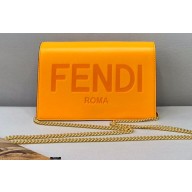 Fendi ROMA Leather Wallet On Chain Mini Bag Orange 2021
