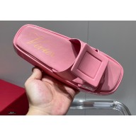 Roger Vivier Slide Covered Buckle Mules in Patent Leather Pink 2021