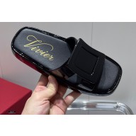 Roger Vivier Slide Covered Buckle Mules in Patent Leather Black 2021