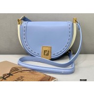 Fendi Leather Moonlight Shoulder Bag Sky Blue 2021