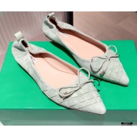 Bottega Veneta THE MADAME Bow Ballet Flats Suede Pale Green 2021