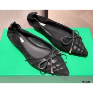 Bottega Veneta THE MADAME Bow Ballet Flats Suede Black 2021