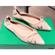 Bottega Veneta THE MADAME Bow Ballet Flats Suede Nude Pink 2021