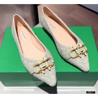 Bottega Veneta THE MADAME Horsebit Ballet Flats Intrecciato Suede Pale Green 2021
