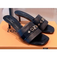 Louis Vuitton Monogram Studs Heel Revival Mules Black 2021