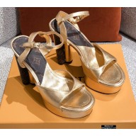 Louis Vuitton Heel Podium Platform Sandals Gold 2021
