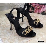 Dolce & Gabbana Heel 10.5cm Leather Chain Sandals Black 2021