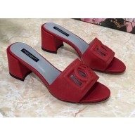 Dolce & Gabbana Heel 6.5cm Calfskin Mules Red With DG Millennials Logo 2021