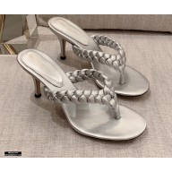 Gianvito Rossi Heel 7.5cm Woven Tropea Thong Sandals Mules Silver