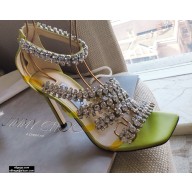 Jimmy Choo Heel 8.5cm Josefine Sandals Light Green with Crystal Embellishment 2021