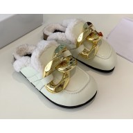 JW Anderson Shearling Lining Chain Loafer Mules White 2021