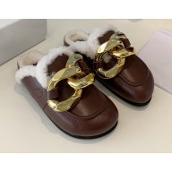 JW Anderson Shearling Lining Chain Loafer Mules Coffee 2021