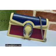 Gucci Dionysus Super Mini Shoulder Bag 476432 Leather Navy Blue/Beige/Red 2021