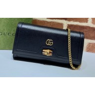 Gucci Diana Chain Wallet with Bamboo 658243 Black 2021