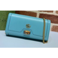 Gucci Diana Chain Wallet with Bamboo 658243 Light Blue 2021