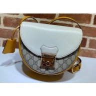Gucci Padlock Small Crescent Shaped Shoulder Bag 644524 White 2021