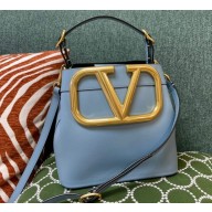 Valentino Supervee Calfskin Handbag Light Blue 2021