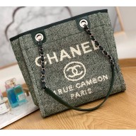 Chanel Mixed Fibers Deauville Small Shopping Tote Bag A67000 Green 2021