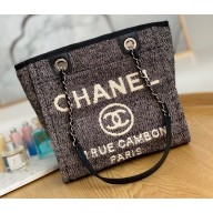 Chanel Mixed Fibers Deauville Small Shopping Tote Bag A67000 Black 2021