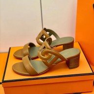 hermes heel 4cm calfskin Bikini sandal beige doré 