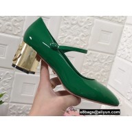 Dolce & Gabbana Heel 6.5cm Patent Leather Mary Janes Green with DG Karol Heel 2021