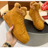 Loro Piana Shearling Fur Suede Nuages Mid Walk Sneakers 02