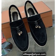 Loro Piana Shearling Fur Suede Calfskin Summer Charms Walk Loafers 07
