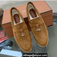 Loro Piana Shearling Fur Suede Calfskin Summer Charms Walk Loafers 09
