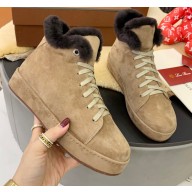 Loro Piana Shearling Fur Suede Nuages Mid Walk Sneakers 01