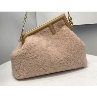 Fendi First Medium Sheepskin Bag Nude Pink 2021