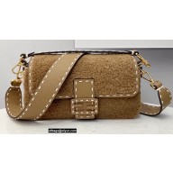 Fendi Sheepskin Medium Baguette Bag Brown 2021
