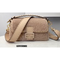 Fendi Sheepskin Medium Baguette Bag Pink 2021