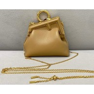 Fendi First Nano Leather Bag Charm Apricot 2021