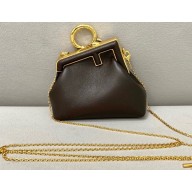 Fendi First Nano Leather Bag Charm Coffee 2021