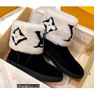Louis Vuitton Suede Leather and Shearling Snowdrop Flat Ankle Boots Black/White 2021