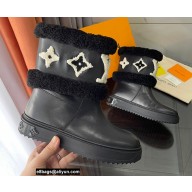 Louis Vuitton Shearling Snowdrop Flat Ankle Boots Leather Black 2021