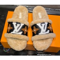 Louis Vuitton Shearling Paseo Flat Comfort Mules Beige 2021