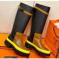 Hermes Barn High Boots Black/Brown Handmade