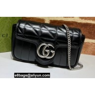 Gucci Aria Collection GG Marmont Super Mini Shoulder Bag 476433 Black 2021