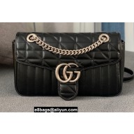 Gucci Aria Collection GG Marmont Small Shoulder Bag 443497 Black 2021