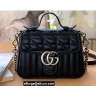 Gucci Aria Collection GG Marmont Mini Top Handle Bag 583571 Black 2021