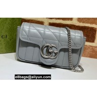 Gucci Aria Collection GG Marmont Super Mini Shoulder Bag 476433 Grey 2021