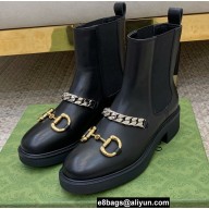 Gucci Horsebit Chelsea Boots Black with Chain 670393 2021