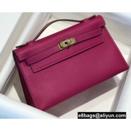 Hermes Mini Kelly 22 Pochette Bag Rose Purple in Swift Leather with Gold Hardware