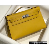 Hermes Mini Kelly 22 Pochette Bag Yellow in Swift Leather with Silver Hardware