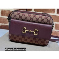 Gucci Horsebit 1955 Small Shoulder Bag 645454 GG Canvas Burgundy 2021